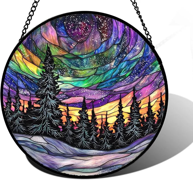 Effective Stained Glass Window Hanging Van Gogh Night Scene Sun Catchers Colorf Carefully Designed