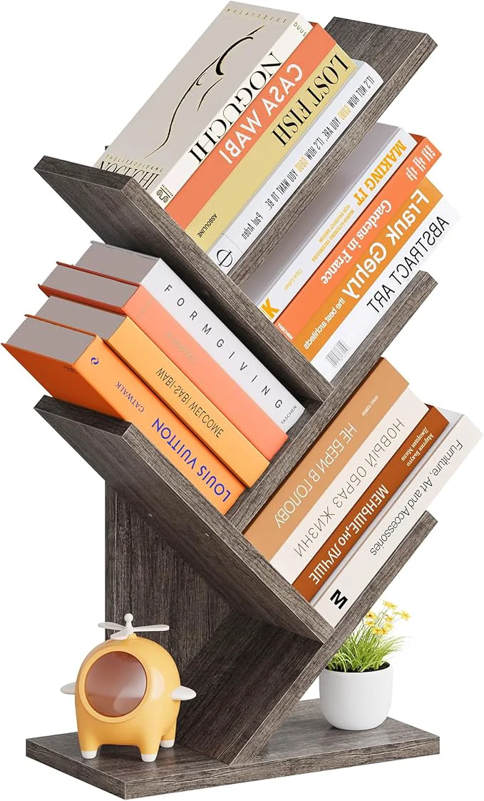Reliable Hoctieon 4 Tier Tree Bookshelf 4 Shelf Bookcase Standing Tree Bookcase Display Floor Standing Shelf for Books Book Organizer Shelves for Home Office Living Room Bedroom GreyAbout ThisOverview Artisan