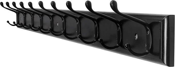 Easy-to-Use Dseap Coat Rack Wall Mounted 10-Hooks 16 Hole to Hole 38-1 4 Long Wood Coat Hooks Wall Mounted Hook Rack Hook Rail Hooks for Hanging Coats BlackAbout ThisOverview Comfortable