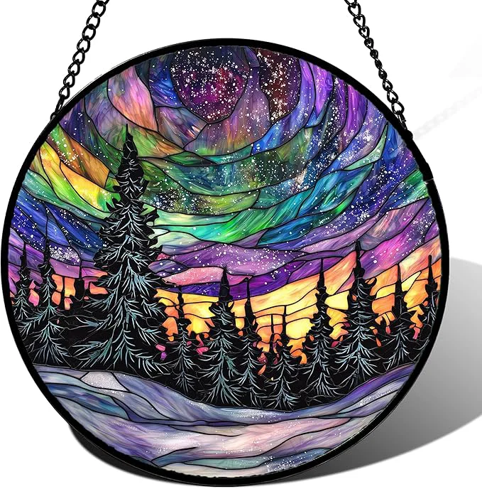 Smart Stained Glass Window Hanging Van Gogh Night Scene Sun Catchers Colorf Exceptional