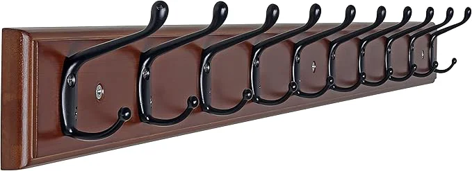 Excellent Dseap Coat Rack Wall Mounted 10-Hooks 16 Hole to Hole 38-1 4 Long Wood Coat Hooks Wall Mounted Hook Rack Hook Rail Hooks for Hanging Coats Brown BlackAbout ThisOverview Top-Quality