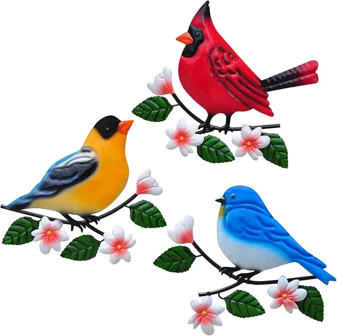 Elite Metal Bird Wall Art Decor 3D Outdoor Sculpture Outdoor Hanging Decor Metal Wall Decor Suitable for Gardens Fence Patio Living Room Bedroom Yard Decor.About This Healthy
