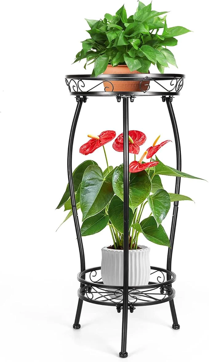 Practical 2 Tier Rustproof Iron Plant Stand - Heavy Duty Outdoor Plant Stands For Patio Balcony Or Garden Or Planter Corner - Plant Stand Indoor Black About ThisOverview Natural