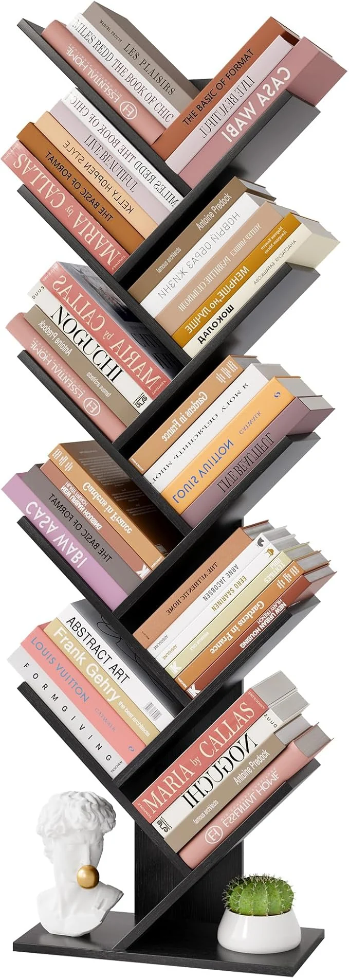 Easy-to-Use Hoctieon 10 Tier Tree Bookshelf 10 Shelf Bookcase Standing Tree Bookcase Display Floor Standing Shelf for Books Book Organizer Shelves for Home Office Living Room Bedroom BlackAbout ThisOverview Smooth