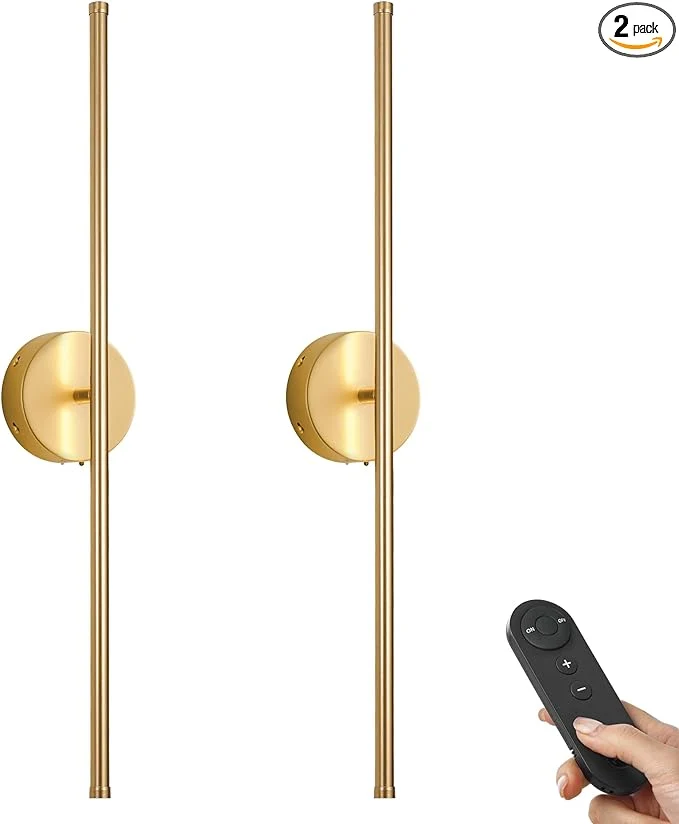 Smart Battery Operated Wall Sconces Dimmable Wall Sconces Set of Two 350°Rotate 3000K LED Gold Wireless Wall Light for Living Room Bedroom Hallway 32.2 Inch 2 Pack About ThisOverview High-Performance