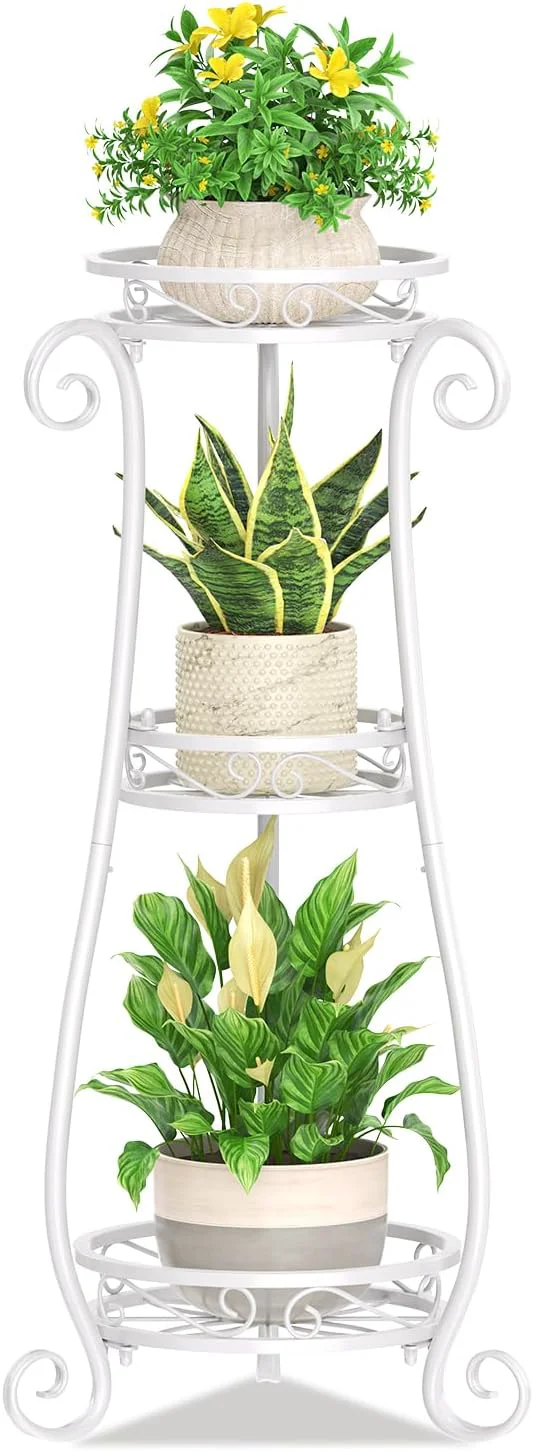 Fine KMOTASUO 3 Tier Metal Plant Stand Indoor 34 Inch Tall Corner Plant Stands for Indoor Plants Flower Pot Holder Shelf Display Rack for Balcony Garden Patio Living Room White About ThisOverview Breathable