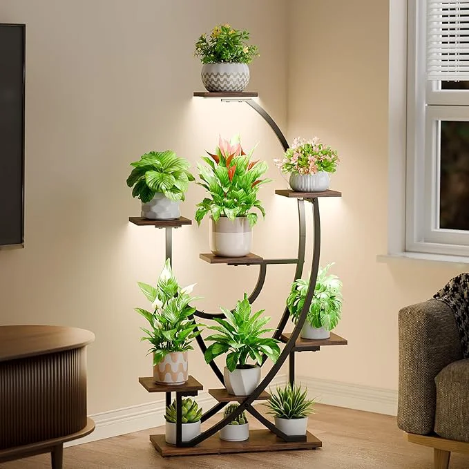 Authentic POZILAN Plant Stand with Grow Light - 8 Tiered Corner Planter Stands for Indoor Plants Multiple 51 Metal Lighted Plant Shelf Indoor with Grow LightAbout ThisOverview Traditional