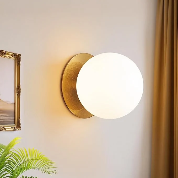 Exceptional 1 Pack Gold Wall Sconce Modern Bathroom Sconce with Milky Globe Glass Wall Light for Bathroom Mirror Living Room Hallway Bulb Not Included About ThisOverview Official