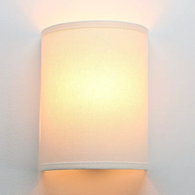 Luxury Wall Sconce Lighting White Fabric Decor Industrial Vintage Night Light Wall Lamp Fixture with Cloth Lampshade for Bedroom Living Room Hallway CorridorAbout ThisOverview High-Quality
