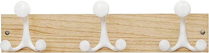 Optimized SKOLOO 17-Inch Natural Wood Coat Rack Wall Mount with 3 Triple Hooks - I for Family Entrances Classrooms and Pet Supplies Storage - Coat Hooks for WallAbout ThisOverview Top-Quality