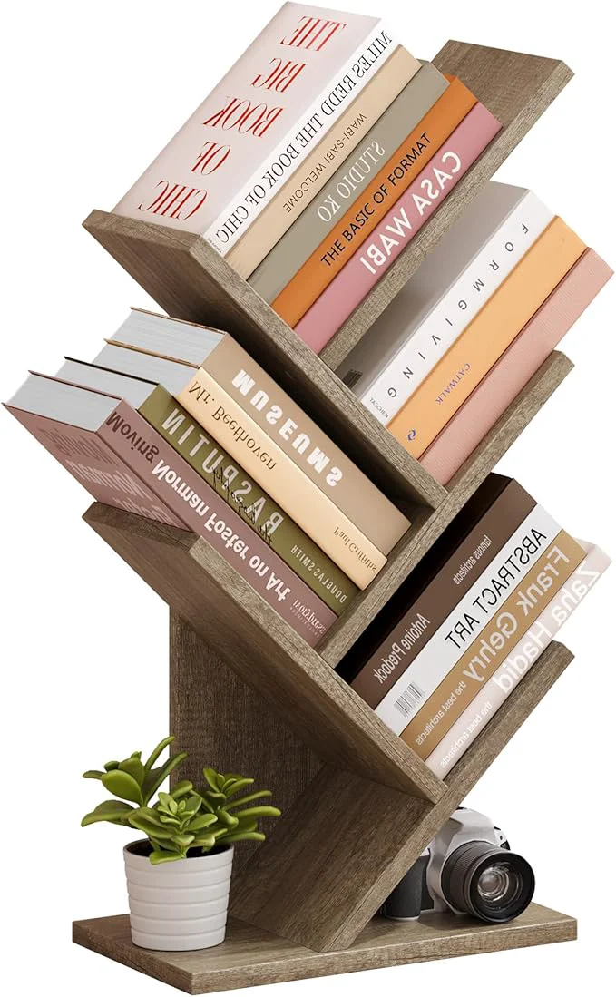 Dependable Hoctieon 4 Tier Tree Bookshelf 4 Shelf Bookcase Modern Book Storage Standing Tree Bookcase Utility Organizer Shelves for Home Office Living Room Bedroom GreigeAbout ThisOverview Fine Crafted
