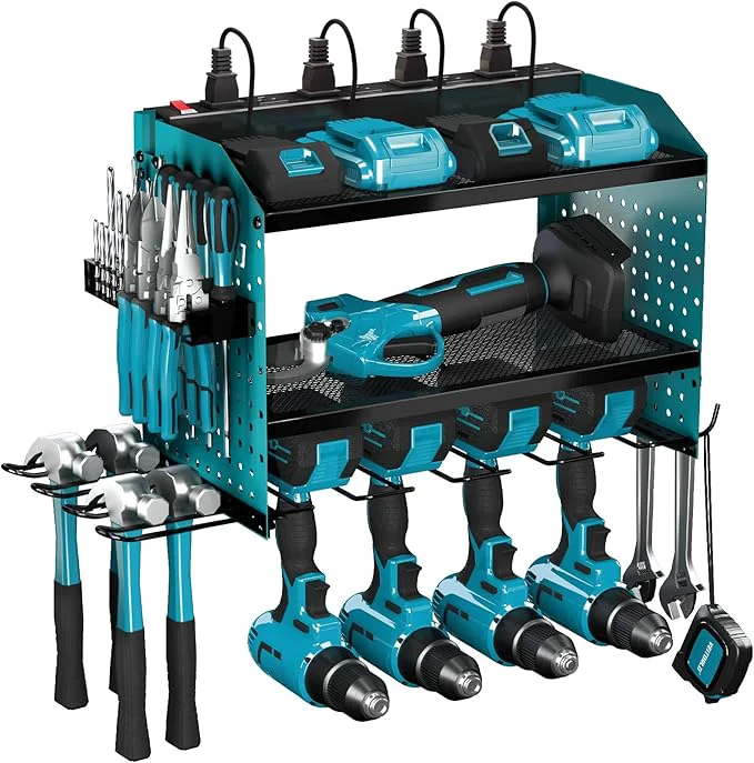 Casual Veitorld Power Tool Organizer with Charging Station Heavy Duty Modular Wall Mount Rack for Garage - 4 Drill Holders Tool Storage Organizer Christmas Birthday Gifts for Men Him Dad HusbandAbout ThisOverview Exceptional