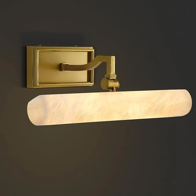 Fast Alabaster Vanity Light 12in Brass Bathroom Light Fixtures over Mirror Modern Hardwired Picture Lights for Wall Dimmable Marble Picture Frame Light for Bedroom Living Room Hallway Artwork DisplayAbout ThisOverview Original Design