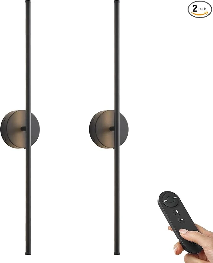 Responsible Battery Operated Wall Sconces Dimmable Wall Sconces Set of Two 350°Rotate 3000K LED Black Wireless Wall Light for Living Room Bedroom Hallway 40.1 Inch 2 Pack About ThisOverview Fine