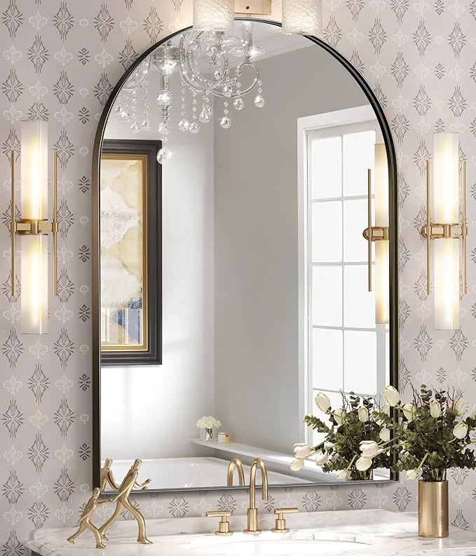Long-Lasting Brightify Arched Mirror Arched Wall Mirror 22 x 30 Inch Black Arch Mirror Metal Frame Black Bathroom Mirror Arched Top Bathroom Vanity Mirror for Living Room Bedroom Mantel Entryway HallwaysAbout ThisOverview Lightweight