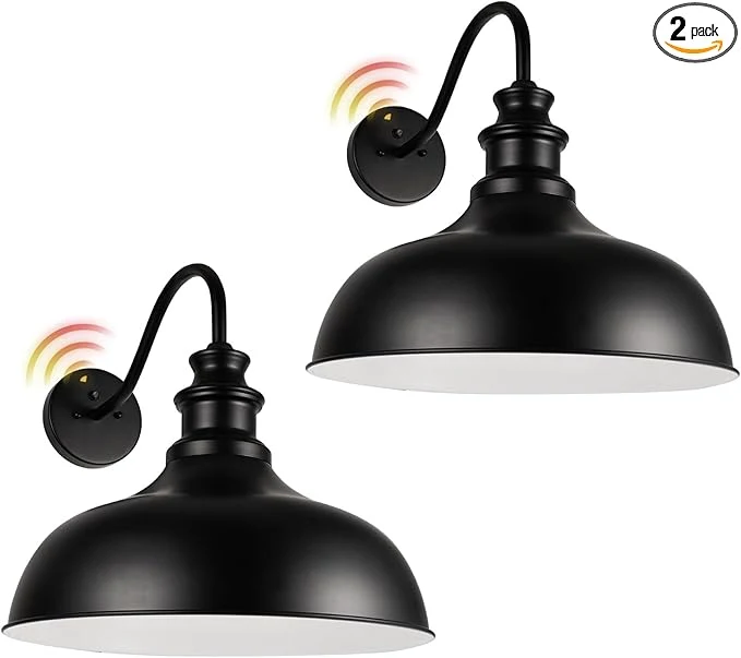Artisan Dusk to Dawn Barn Light Outdoor 20 Inch Dome Exterior Light Fixture Outside for House Farmhouse Outdoor Wall Mount Light in Black Finish for Porch Entryway Garage DDRZ015 BK-2PACKAbout ThisOverview Secure