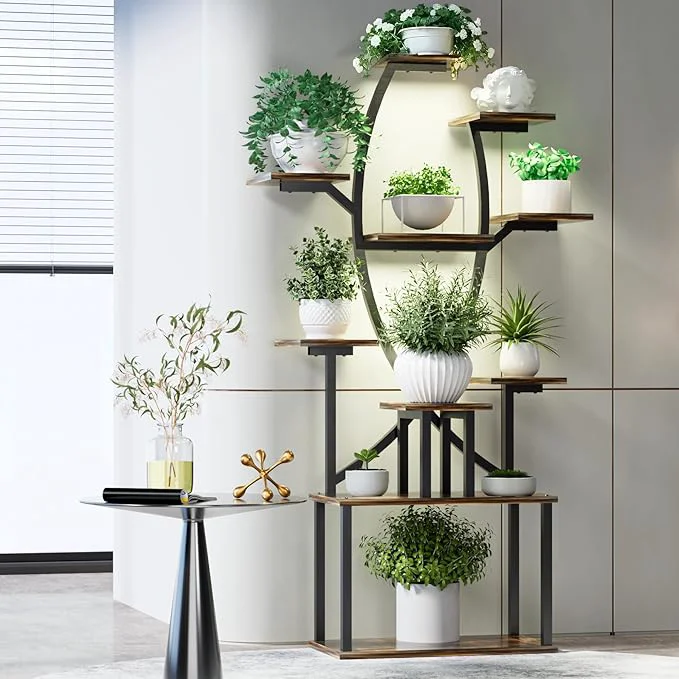 Lightweight 53 Plant Stand Indoor with Grow Lights 10-Tier Space-Saving Corner Plant Shelf for Small Apartments Lighted Indoor Plant Growing Display Rack for Living Room Balcony BedroomAbout ThisOverview Next-Generation
