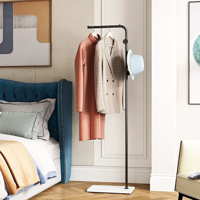 High-Grade Black Coat Racks with White Base Entryway Coats Racks standing with 3 Hooks L Shape Home Coat Hanger for Jackets Coats Hats ClothesAbout ThisOverview Effective