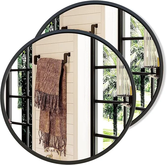 Reliable Growsun 28'' Black Round Mirror for Bathroom Circle Bathroom Mirror for Wall Entryway Living Room with Metal Frame for Home Decor 2 PackAbout ThisOverview Certified