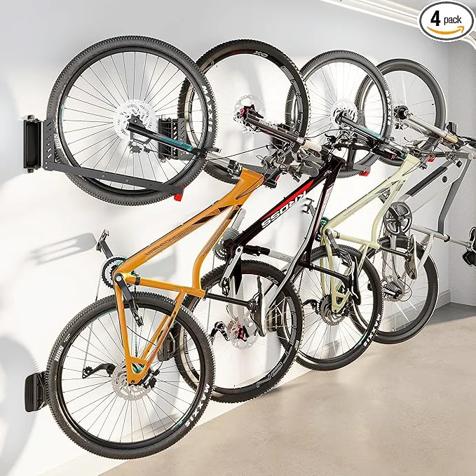 Versatile monTEK Swivel Bike Wall Mount No Heavy Lifting Required Bike Wall Mount Bike Hangers for Garage Space-Saving Bike Rack Garage Easy to Load and Unload Bike Hanger Can Hold Up to 77 lbs 4 PackAbout ThisOverview Original