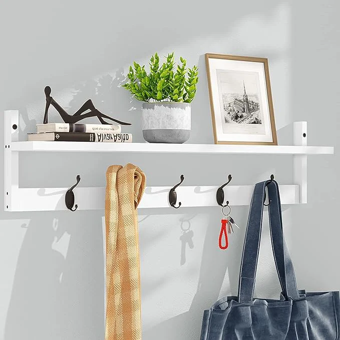 Detailed AMBIRD Wall Hooks with Shelf Entryway Hanging Wood Coat Hooks Wall-Mounted Rack with 5 Dual Hooks Bathroom Living Room Bedroom Modern .About ThisOverview High-Grade