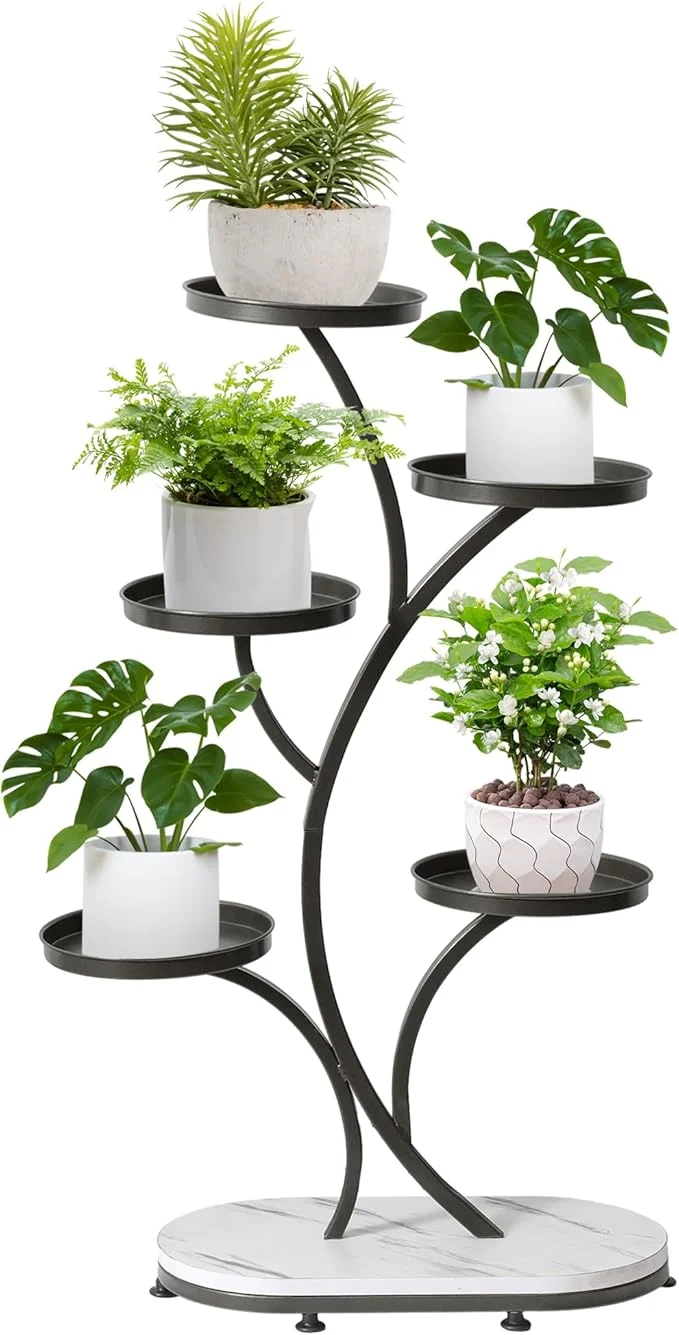 Enhanced Black 5 Tier Wood Metal Tall Shelf Multiple Plant Holders Plant Stand for Indoor Outdoor Corner Living Room Balcony and BedroomAbout ThisOverview High-Grade