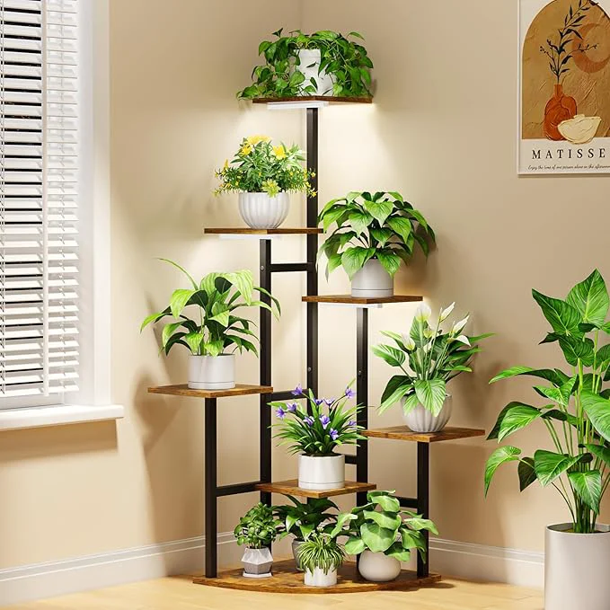 Casual Corner Plant Stand Indoor with Grow Lights 7 Tiered Plant Shelf Indoor 43 Corner Plant Stands for Indoor Plants Metal Plant Flower Display Shelves Plant Organizer Rack for Living Room Balcony Home DecorAbout ThisOverview Premium