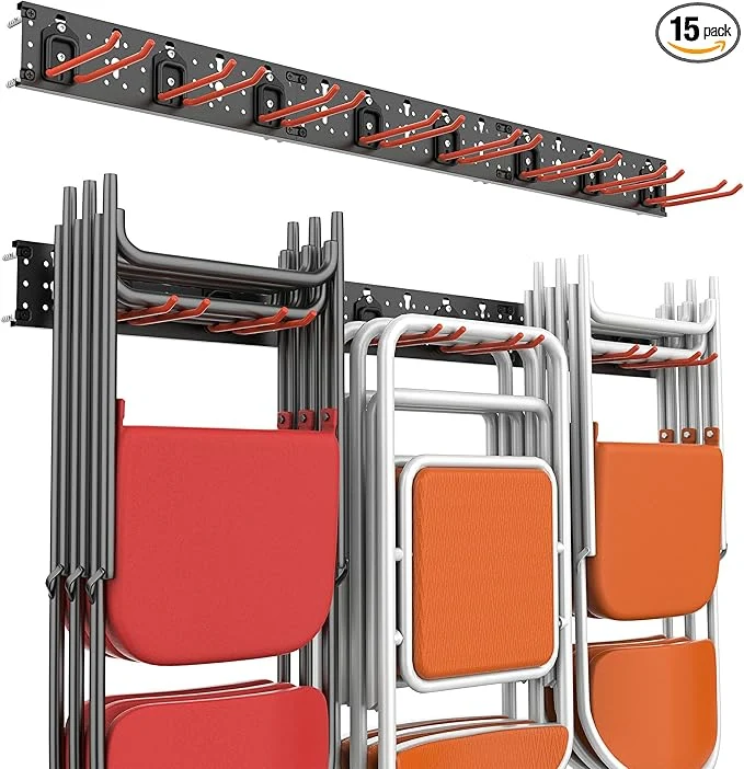 Exceptional Wallmaster Wall Mount Garage Organizer Tool Storage Rack Heavy Duty Folding Chair Hangers with 8 Adjustable Hooks 48-inch Tracks Max Load 300lbsAbout ThisOverview Authentic