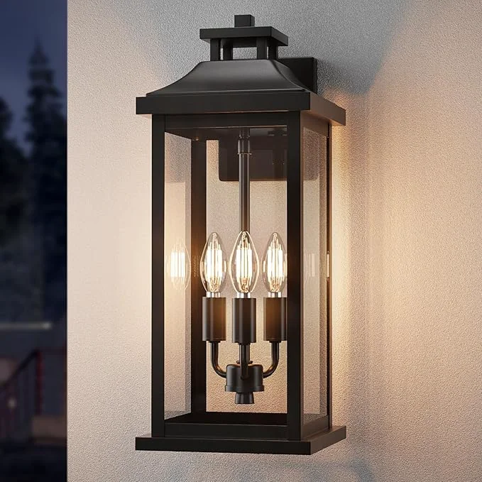 Easy-to-Use Large Outdoor Light 3-Light 20 Black Exterior Lighting Fixture Modern Outside Wall Mounted Porch Sconce Waterproof Patio Garage Garden Carriage Lantern Lamp for House E12 1-PackAbout ThisOverview Reliable