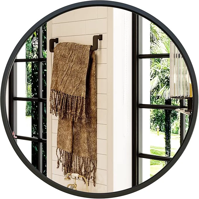 First-Class Growsun 24'' Black Round Mirror Circle Wall Mirror for Bathroom Vanity Entryway Living Room with Metal Frame for Home DecorAbout ThisOverview Consistent