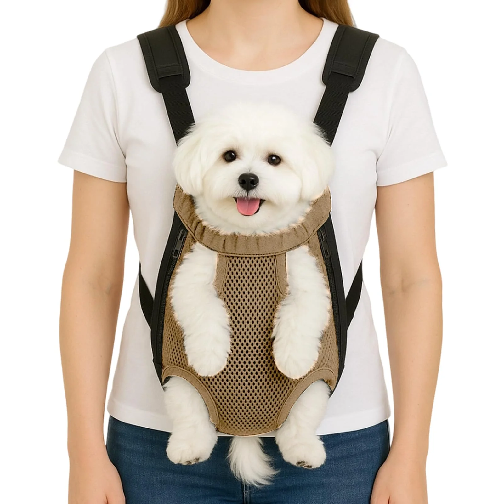Crafted Mosago Dog Backpack Carrier – Adjustable Front Back Puppy Carrier for Small Dogs 4-7 Lbs Secure