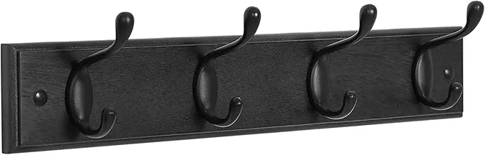 Healthy SONGMICS Wall-Mounted Coat Rack Hook Rack 4 Dual Metal Hooks for Coats Bags Keys in The Entryway Bedroom Living Room Black ULHR023B01About ThisOverview Minimalist