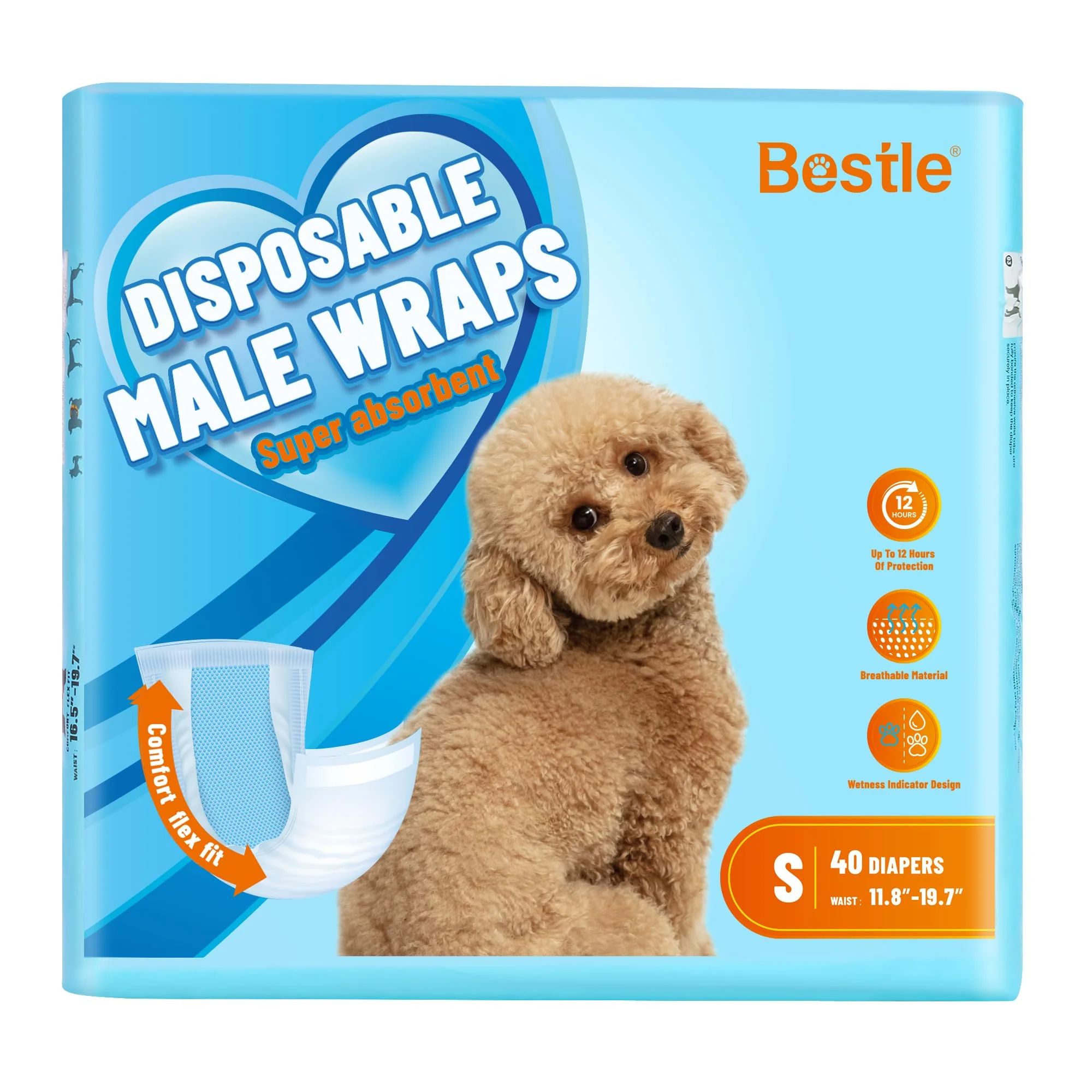Lightweight le Male Dog Wrap Size S 40 Count – Wetness Indicator Ultra Absorbent Leak-Proof Contemporary