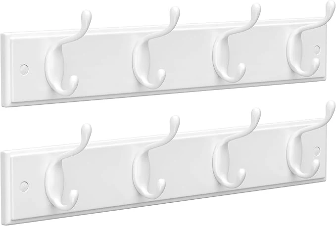 Sustainable SONGMICS Set of 2 Wall-Mounted Coat Rack Hook Rack 8 Dual Metal Hooks for Coats Bags Keys in The Entryway Bedroom Living Room White ULHR232W01About ThisOverview Fashionable