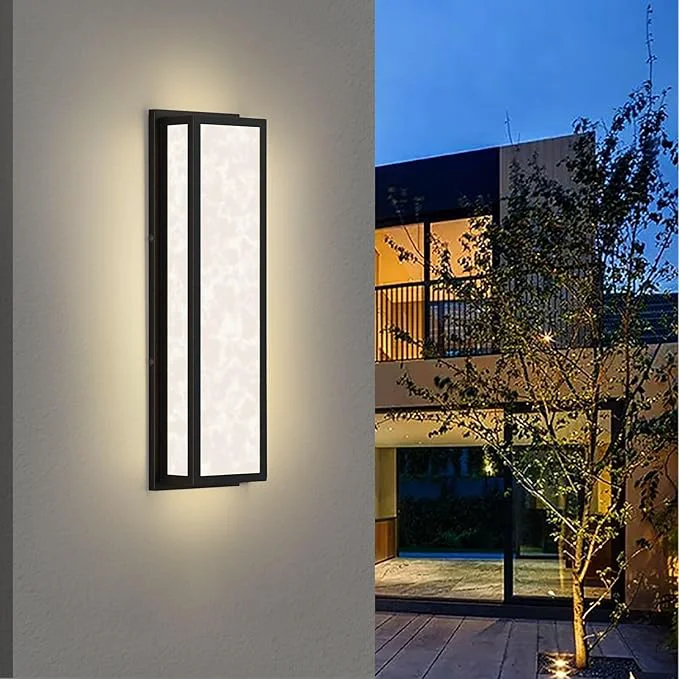 Contemporary Outdoor Wall Light LED 26W Modern Exterior Lighting Fixture with Resin Shade - 24.8in Rectangle Waterproof Porch Sconce IP65 for Garage Front Door PatioAbout ThisOverview Enhanced