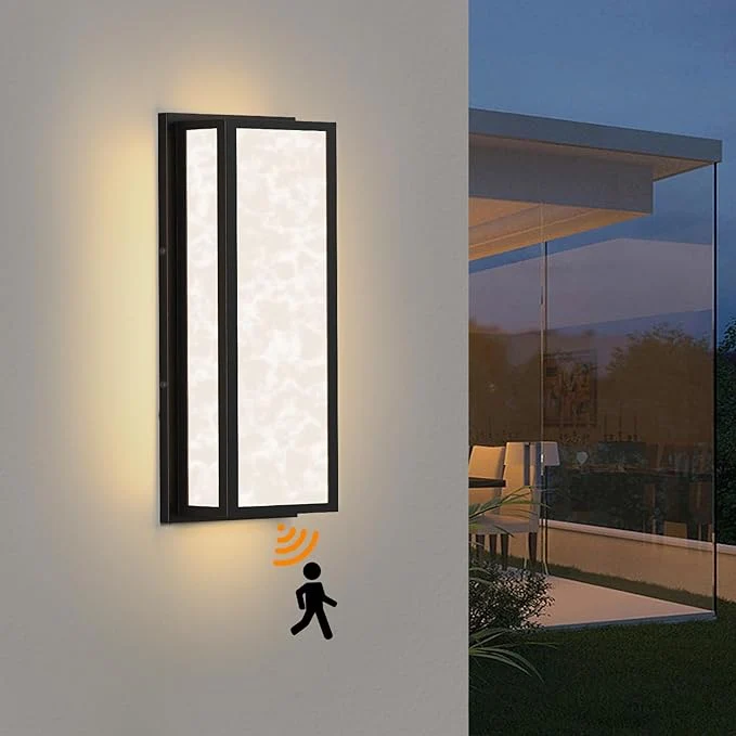 Excellent Motion Sensor Outdoor Wall Light LED 20W Modern Exterior Lighting Fixture with Resin Shade - 16.9 Rectangular Waterproof Porch Wall Light IP65 for Garage Front Door PatioAbout ThisOverview Trusted