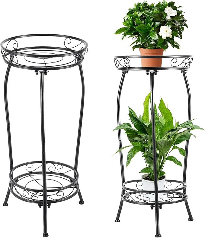 Premium Plant Stand Indoor Outdoor，Tall Black Metal Rustproof Stable Plant Stands，2 Tier 27.1 inch 2PS-Iron About ThisOverview Prestigious
