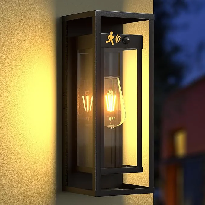 Next-Generation 15in Motion Sensor Outdoor Wall Sconce-Black Modern Exterior Lighting Fixture Waterproof Porch Lights Large Outside Lantern Wall Mounted for Coach Doorway PatioAbout ThisOverview Artisan