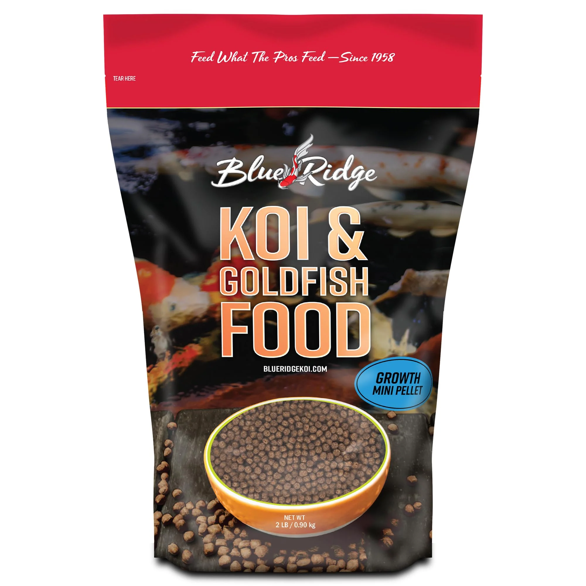 Smart Blue Ridge Koi Fish Food 2lb Mini Growth Formula for Koi Goldfish Floating Pellets Fine Crafted