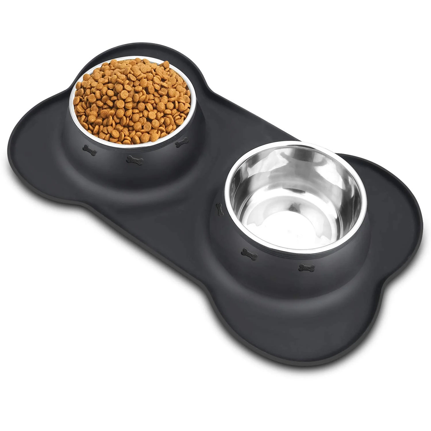 Artisan AsFrost Dog Bowls – Stainless Steel No-Spill Mat 3-Cup Set Sustainable