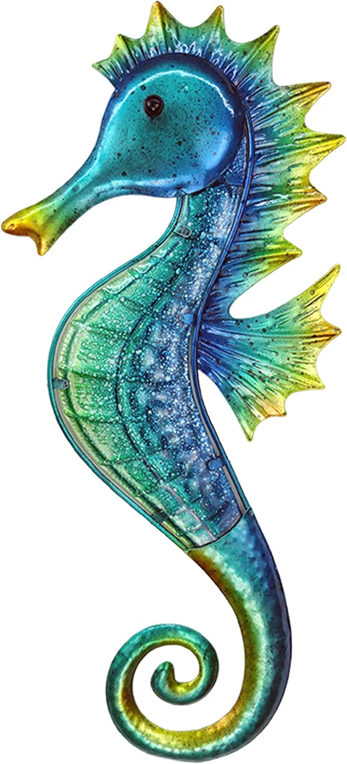 Innovative JOYBee 18inch Metal Large Seahorse Wall Art Decor Christmas Decorations Bathroom Ocean Glass Art Outdoor Hanging Beach Theme Decorations for Outdoor Indoor Kitchen Garden Patio Porch or FenceAbout This Exclusive