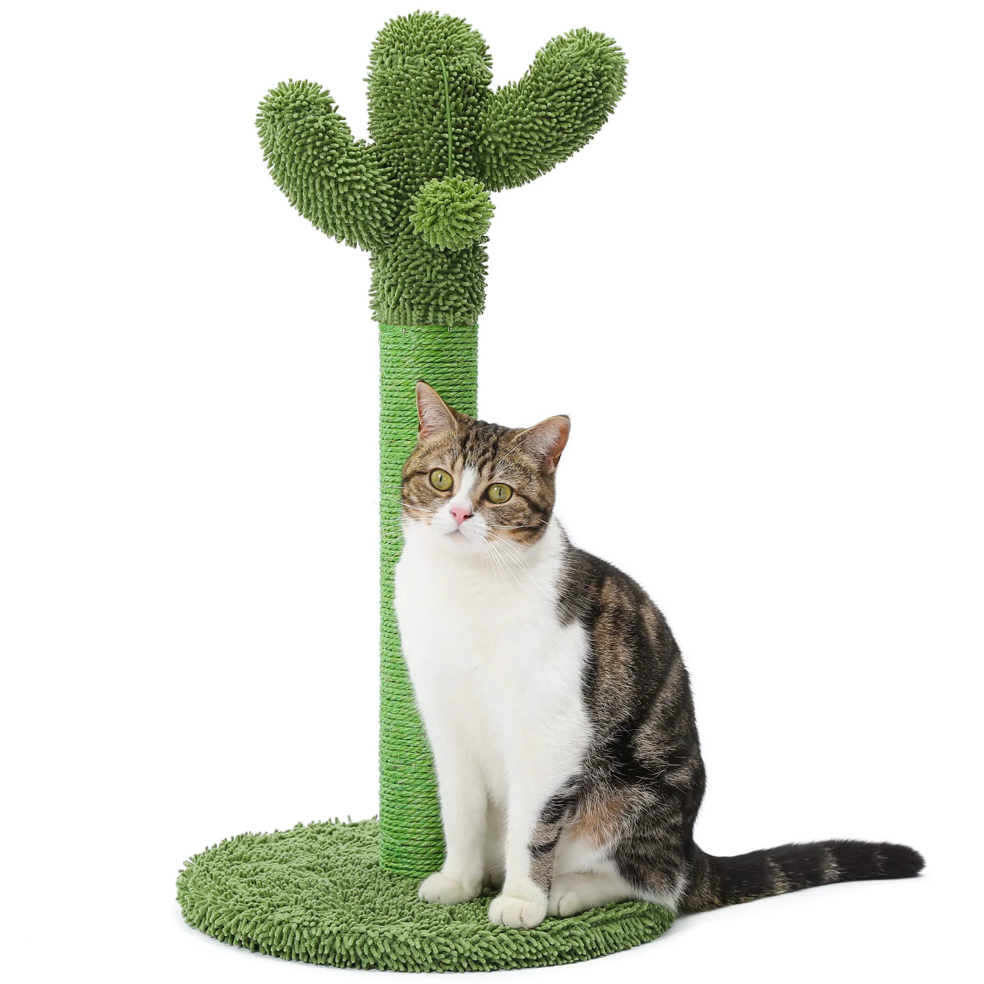 Carefully Designed MADE 4 PETS Cat Scratching Post – 21.7-inch Cactus Cat Tower with Sisal Rope Dangling Ball Excellent