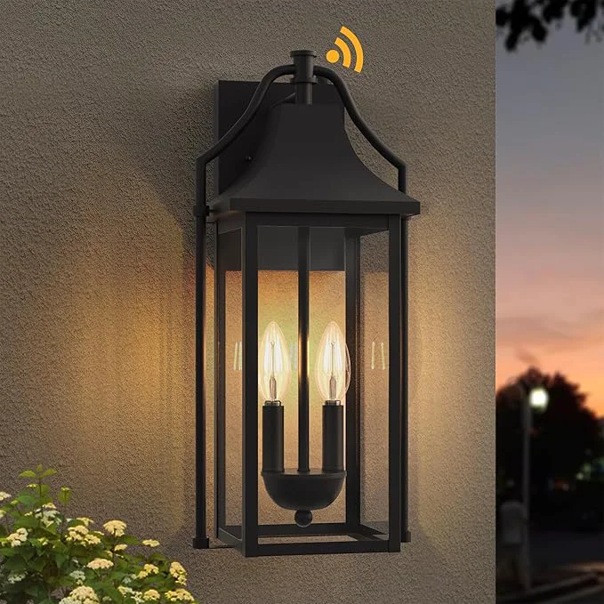 Healthy 𝟏𝟖𝑰𝑵 Outdoor Wall Sconce Fixture Dusk to Dawn Patio Lights Waterproof Exterior Lanterns 2-Light Modern Wall Light Mounted with Glass Black Outside Lights for House Front Door EntrywayAbout ThisOverview Breathable