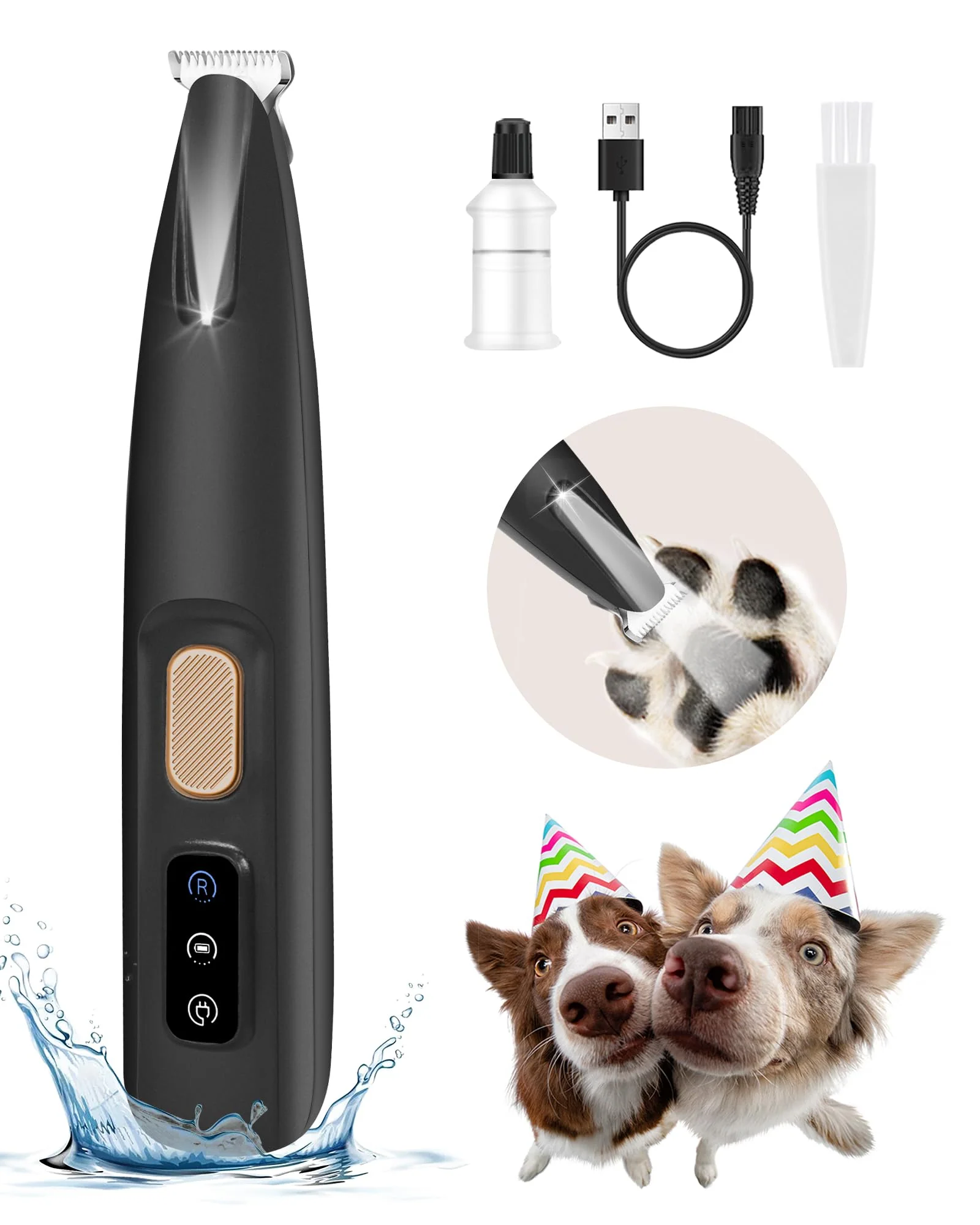 Smooth FURBONA Upgraded Dog Paw Trimmer with LED Light – 18 mm Blade Quiet 35 dB Waterproof USB Rechargeable Natural