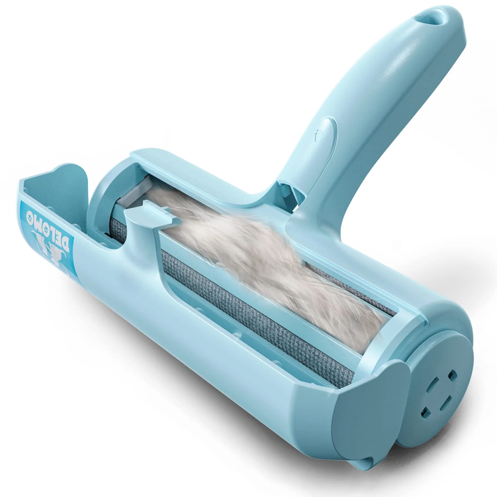 Premium Material DELOMO Pet Hair Removal Tool — Reusable Lint Roller with Fur Bin for Couch Car Home World-Class