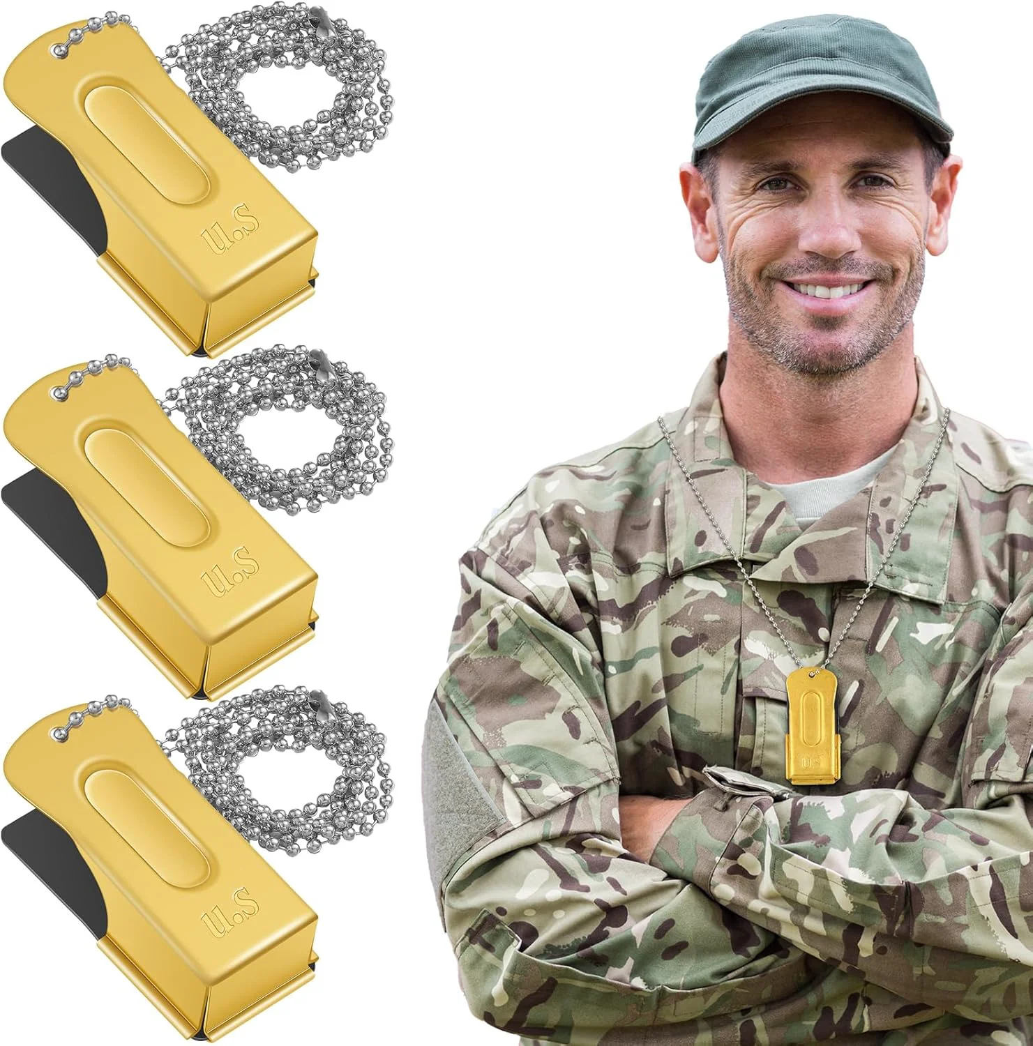 Traditional Jenaai 3 Pieces Brass Pet Training Clicker Dog Necklace Signaling Cricket Clicker Training for Puppy Dogs Cat Gold Casual