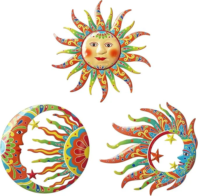 Authentic Limygus 3D Printed Sun Moon Metal Wall Art - Rust Colored Rust Proof Wall Sculpture Set of 3 for Indoor Outdoor Decor for Bedroom Garden Patio FarmhouseAbout This Lightweight