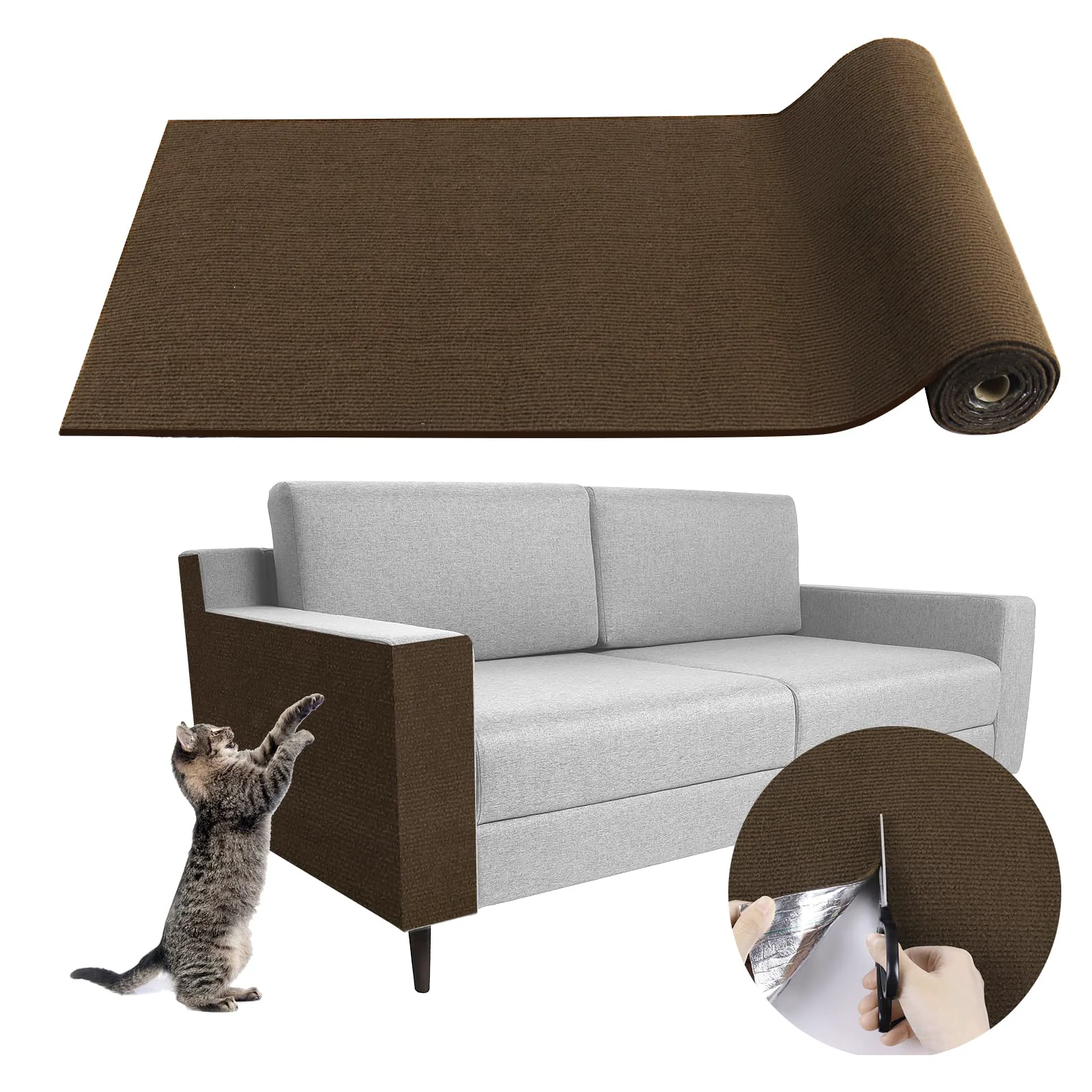 Soft LSGCQ Climbing Cat Scratcher Mat 118x15.8 in Self-Adhesive DIY Carpet Pad for Cat Trees Furniture Brown Quality