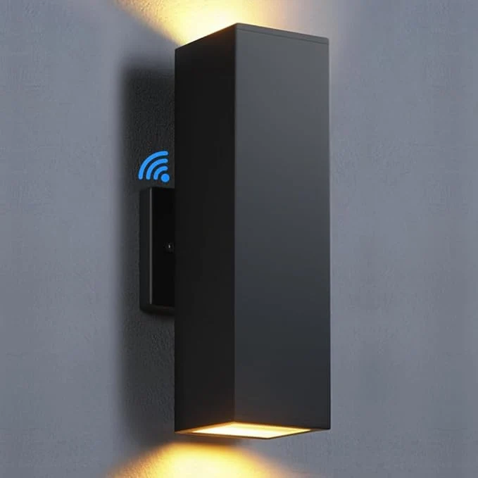 World-Class SHIMR Modern Outdoor Wall Lights Dusk to Dawn Square Matte Black Outdoor Sconce with Bulbs Include Aluminum Anti-Rust Exterior Lighting Fixtures Up and Down Lights for House Porch Garage ETL Listed About ThisOverview Fine Crafted