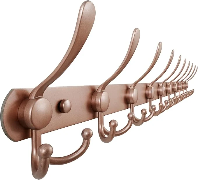 Classic Dseap Coat Rack Wall Mount - 38 Long 10-Tri-Hooks Heavy Duty Coat Hanger Rail Wall Hooks for Hanging Coats Hats Clothing Clothes Purse Mudroom Entryway Rose GoldAbout ThisOverview Fast